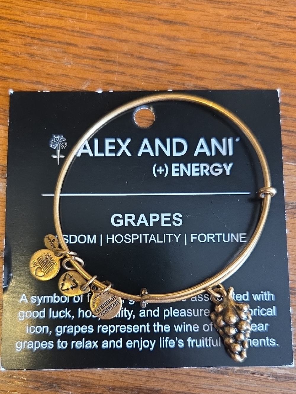 Alex and Ani Antique Gold Grapes Charm Expandable Bracelet